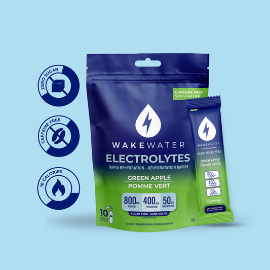 Green Apple Electrolytes pouch and stick with zero sugar, caffeine free, 10 calorie callouts