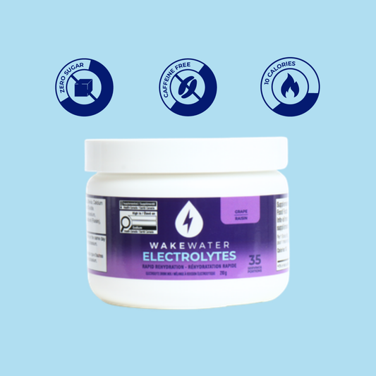 Grape Electrolytes tub with zero sugar, caffeine free, 10 calorie callouts