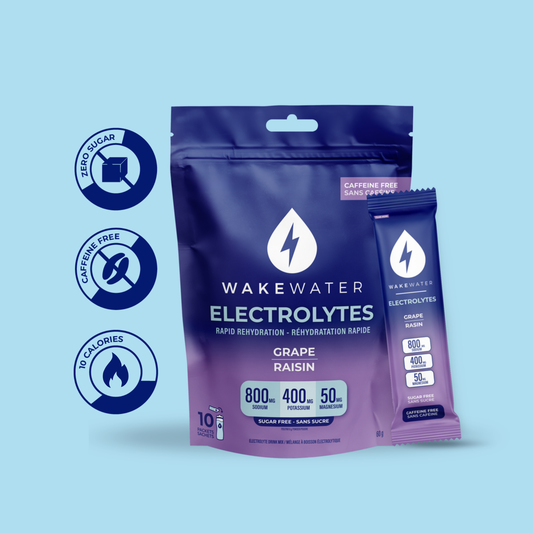 Grape Electrolytes pouch and stick with zero sugar, caffeine free, 10 calorie callouts