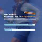 Why 800mg of sodium, one stick replaces what you sweat out, 800mg versus 30mg bars
