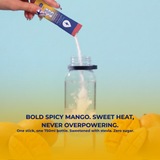 Spicy Mango stick pouring into a water bottle