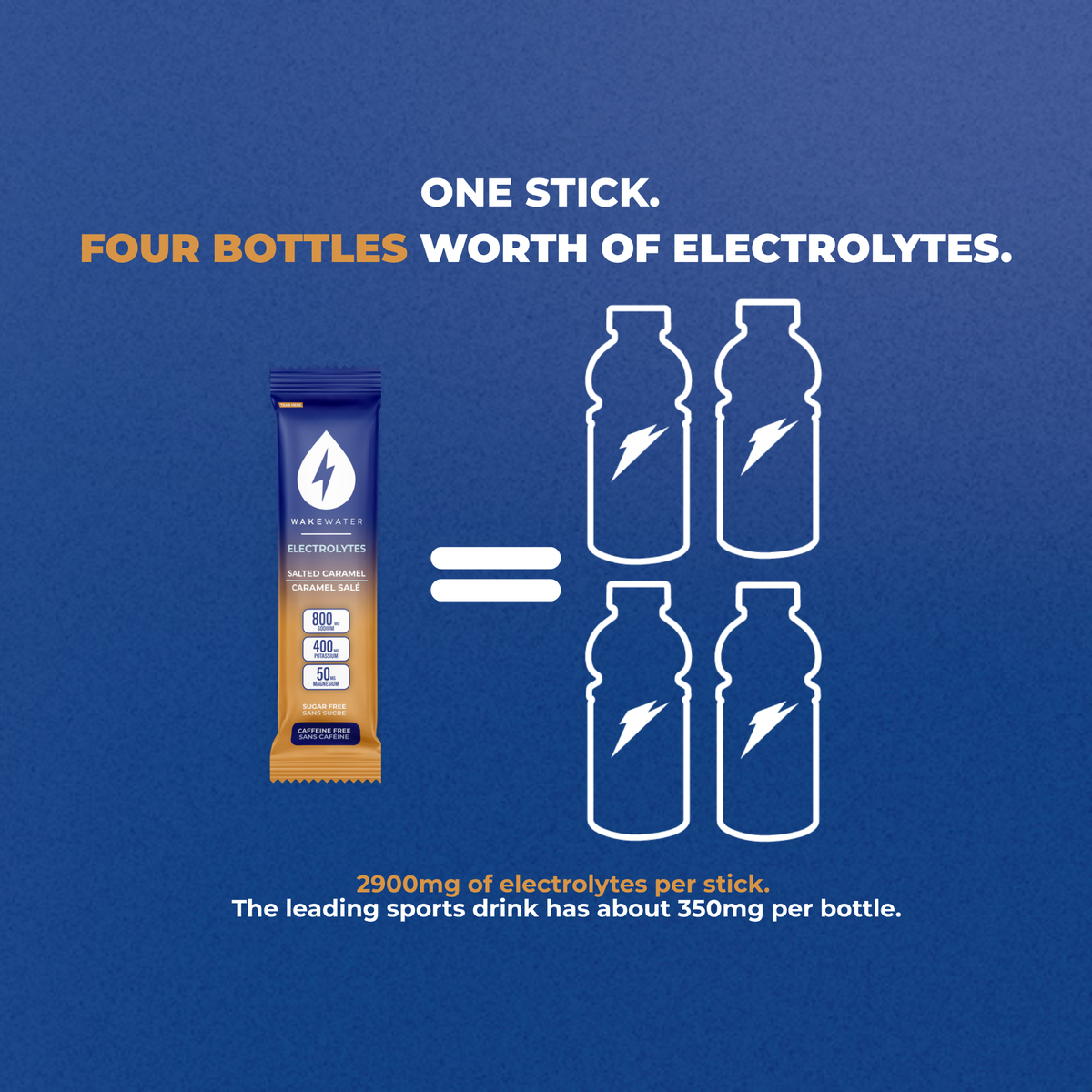 One stick equals four bottles worth of electrolytes, 2900mg per stick versus about 350mg in a leading sports drink