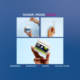 Scoop pour enjoy steps for Fruit Punch Electrolytes tub for mornings, workouts and travel