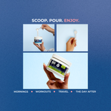 Scoop pour enjoy steps for Watermelon Electrolytes tub for mornings, workouts and travel